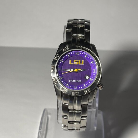 LSU Tigers NCAA Stainless-Steel Women's Watch by Fossil NEW - Picture 4 of 7
